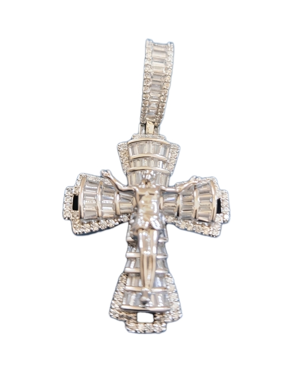 Iced Out Jesus Cross Pendant/ 925 Sterlin Silvr w Mossinite Stones NEW - Picture 10 of 12